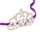 Rhinestone Faux Pearl Crown Baby Girls Headband Hair Band- Deep Purple