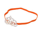 Rhinestone Faux Pearl Crown Baby Girls Headband Hair Band- Orange