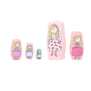 5pcs Hand Painted Pink Angel Wooden Russian Nesting Dolls