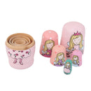 5pcs Hand Painted Pink Angel Wooden Russian Nesting Dolls