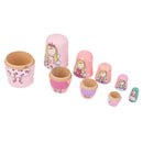 5pcs Hand Painted Pink Angel Wooden Russian Nesting Dolls