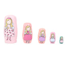 5pcs Hand Painted Pink Angel Wooden Russian Nesting Dolls