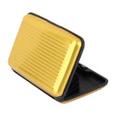 Mini Waterproof Striped Aluminum Metal ID Credit Card Holder - Gold