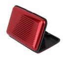 Mini Waterproof Striped Aluminum Metal ID Credit Card Holder - Red
