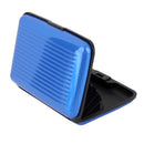 Mini Waterproof Striped Aluminum Metal ID Credit Card Holder - Blue