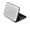 Mini Waterproof Striped Aluminum Metal ID Credit Card Holder - White