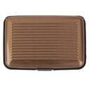 Mini Waterproof Striped Aluminum Metal ID Credit Card Holder - Coffee
