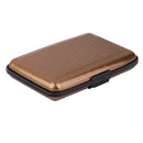 Mini Waterproof Striped Aluminum Metal ID Credit Card Holder - Coffee