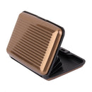 Mini Waterproof Striped Aluminum Metal ID Credit Card Holder - Coffee