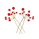 Women Girls Ladies Fashionable Pearls Hair Pin Hair Accessory Red Pack Of 6PCS
