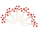 Women Girls Ladies Fashionable Pearls Hair Pin Hair Accessory Red Pack Of 6PCS