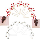 Women Girls Ladies Fashionable Pearls Hair Pin Hair Accessory Red Pack Of 6PCS