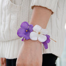 Wedding Bridemaid Flower Girl Wrist Flower White Purple
