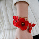 Wedding Bridemaid Flower Girl Wrist Flower Red