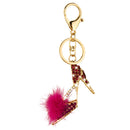 Fashion Crystal Rhinestone Furry Ball High Heel Pendant Keyring Keychain Key Chain
