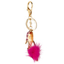 Fashion Crystal Rhinestone Furry Ball High Heel Pendant Keyring Keychain Key Chain