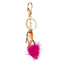 Fashion Crystal Rhinestone Furry Ball High Heel Pendant Keyring Keychain Key Chain