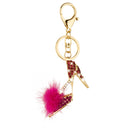 Fashion Crystal Rhinestone Furry Ball High Heel Pendant Keyring Keychain Key Chain