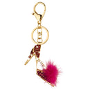 Fashion Crystal Rhinestone Furry Ball High Heel Pendant Keyring Keychain Key Chain