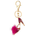 Fashion Crystal Rhinestone Furry Ball High Heel Pendant Keyring Keychain Key Chain