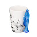 Music Mug with Trumpet Shaped Handle Porcelain Cup Black Note