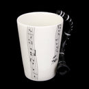 Music Mug with Clarinet Shaped Handle Porcelain Cup Music Note