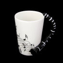 Music Mug with Clarinet Shaped Handle Porcelain Cup Black Note