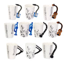Music Mug with Clarinet Shaped Handle Porcelain Cup Black Note