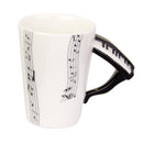 Music Mug with Piano Shaped Handle Porcelain Cup Music Note