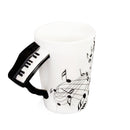 Music Mug with Piano Shaped Handle Porcelain Cup Black Note