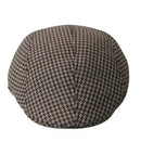 Unisex Cotton Hound Tooth Beret Cap Newsboy Flat Hat - Coffee Khaki