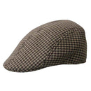 Unisex Cotton Hound Tooth Beret Cap Newsboy Flat Hat - Coffee Khaki
