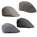 Unisex Cotton Hound Tooth Beret Cap Newsboy Flat Hat - Coffee White