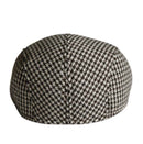 Unisex Cotton Hound Tooth Beret Cap Newsboy Flat Hat - Coffee White