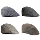 Unisex Cotton Hound Tooth Beret Cap Newsboy Flat Hat - Coffee White