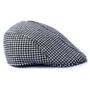 Unisex Cotton Hound Tooth Beret Cap Newsboy Flat Hat - Black White