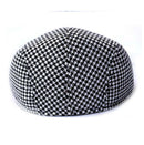 Unisex Cotton Hound Tooth Beret Cap Newsboy Flat Hat - Black White