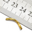 50Pcs Gold Color Engraved Pattern Tube Swirl Noodle Beads Jewelry Making
