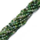 4mm Faceted Nature Green Moss Agate Gemstone Round Loose Spacer Beads DIY Jewelry Making