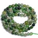 4mm Faceted Nature Green Moss Agate Gemstone Round Loose Spacer Beads DIY Jewelry Making