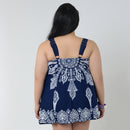 Plus Size Women Skirt Swimsuit Monokini Padded Swimwear Beach Wear 6XL Blue