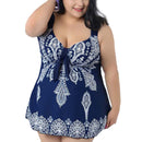Plus Size Women Skirt Swimsuit Monokini Padded Swimwear Beach Wear 6XL Blue