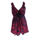 Plus Size Women Skirt Swimsuit Monokini Padded Swimwear Beach Wear 8XL Red