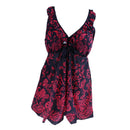 Plus Size Women Skirt Swimsuit Monokini Padded Swimwear Beach Wear 8XL Red