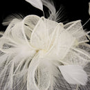 Women Fashionable Aliceband Feather Fascinator Headband Head Decor Headwear Beige