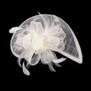 Women Fashionable Aliceband Feather Fascinator Headband Head Decor Headwear Beige