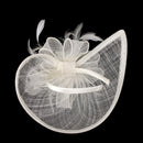 Women Fashionable Aliceband Feather Fascinator Headband Head Decor Headwear Beige