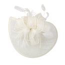 Women Fashionable Aliceband Feather Fascinator Headband Head Decor Headwear Beige