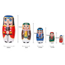 5pcs Walnut Soldier Wooden Russian Nesting Dolls