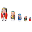5pcs Walnut Soldier Wooden Russian Nesting Dolls